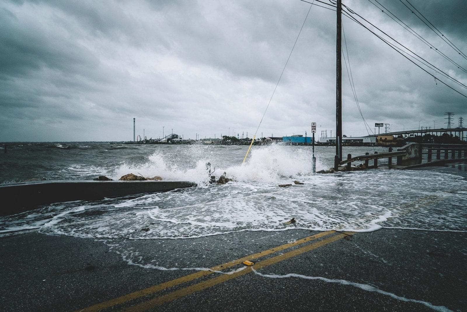 Ocean Flooding The Street Stock Photo